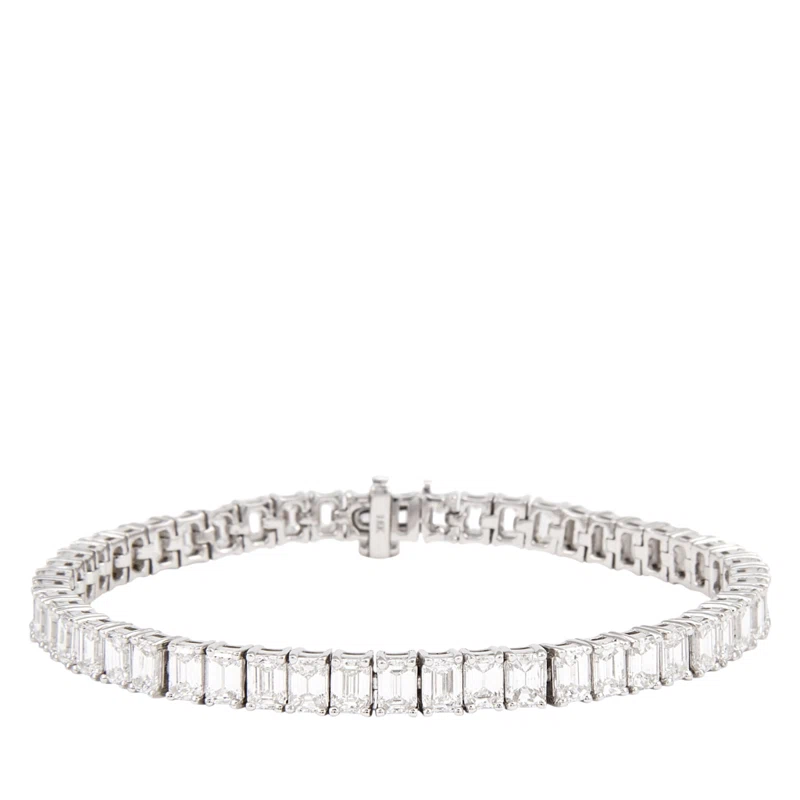 White Gold and 12.65ct Emerald Cut Diamond Tennis Bracelet