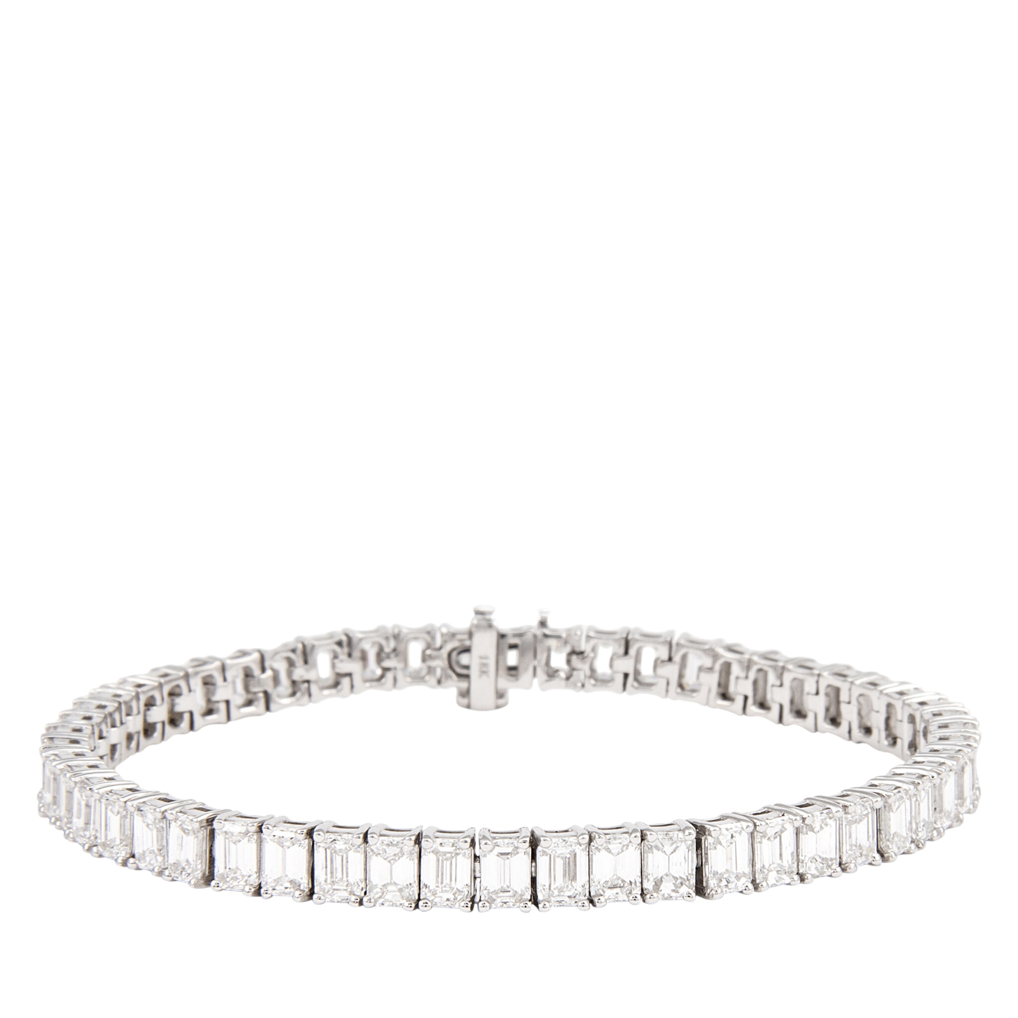 White Gold and 12.65ct Emerald Cut Diamond Tennis Bracelet — view 1