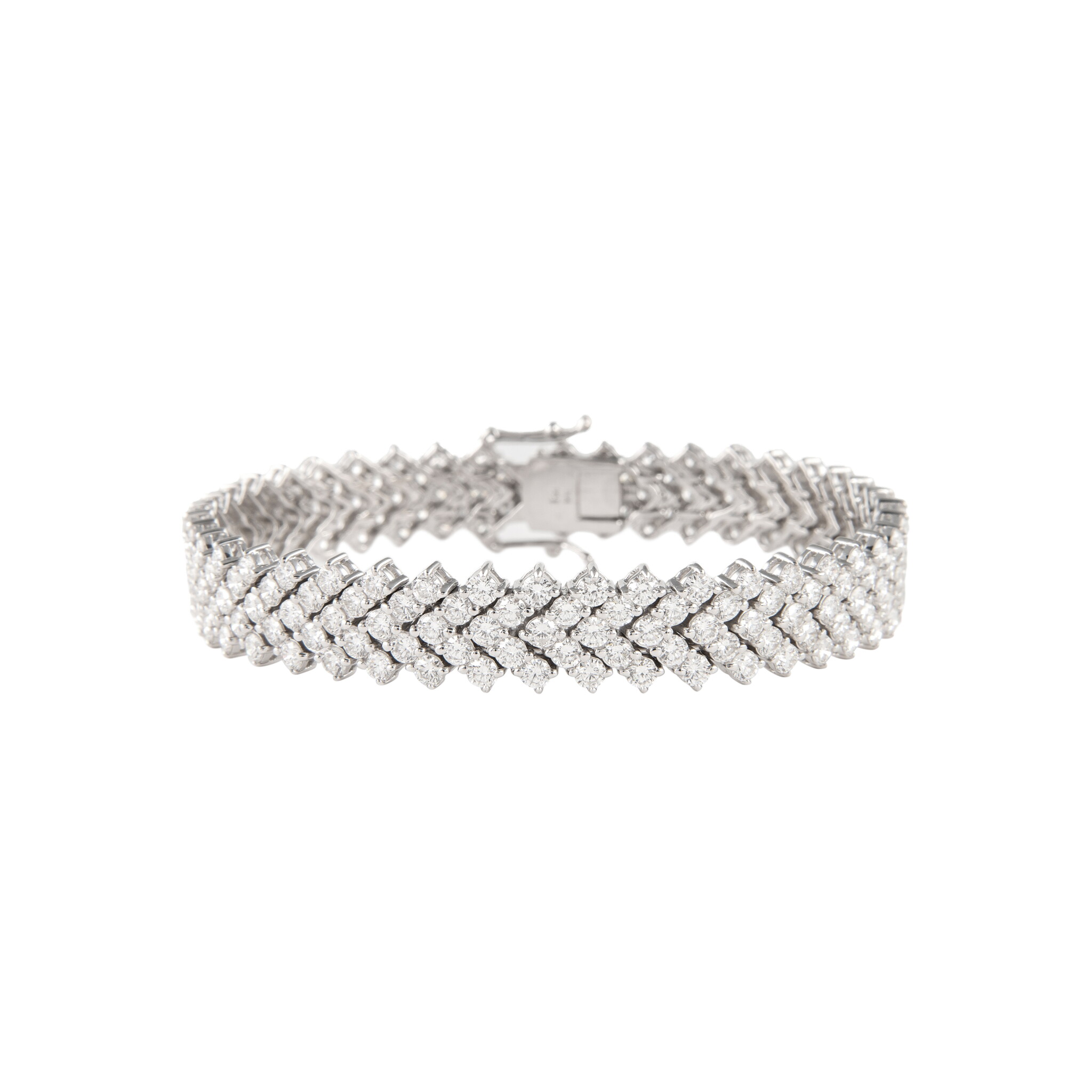 White Gold and 12.70ctw Diamond Five Row Bracelet — view 1