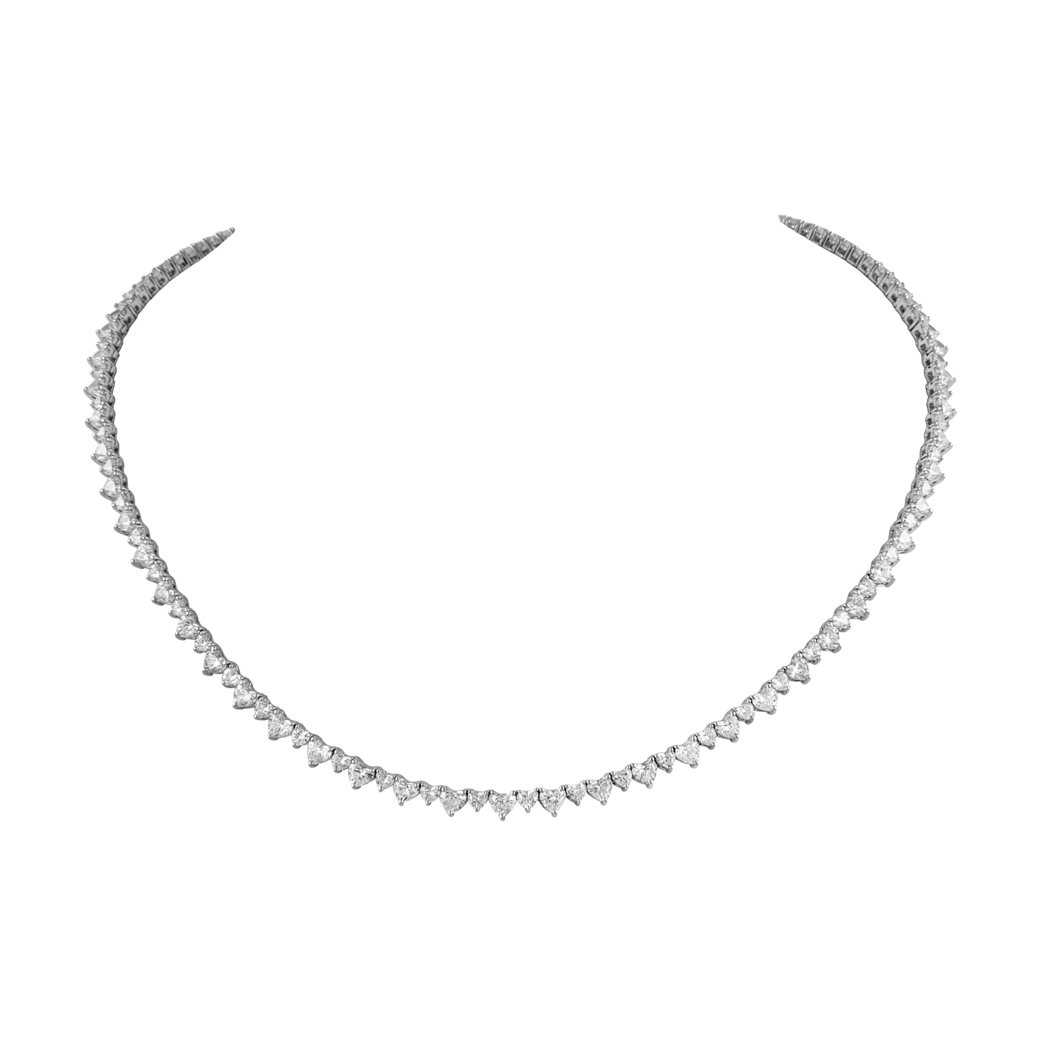 White Gold and 12.20ctw Heart Shape Diamond Necklace — view 1