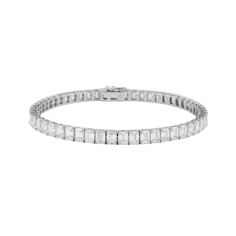 White Gold and 12.65ctw Emerald Cut Diamond Tennis Bracelet