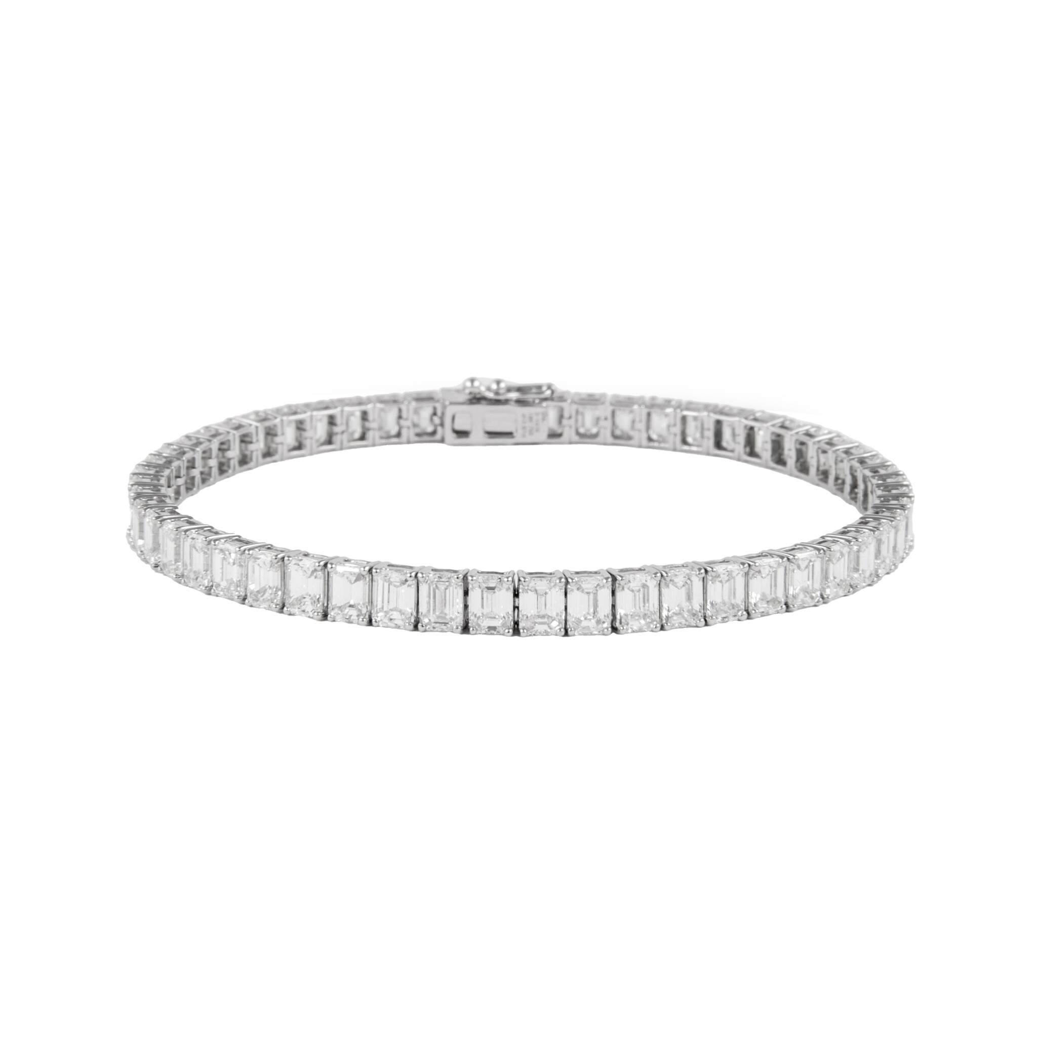White Gold and 12.65ctw Emerald Cut Diamond Tennis Bracelet — view 1