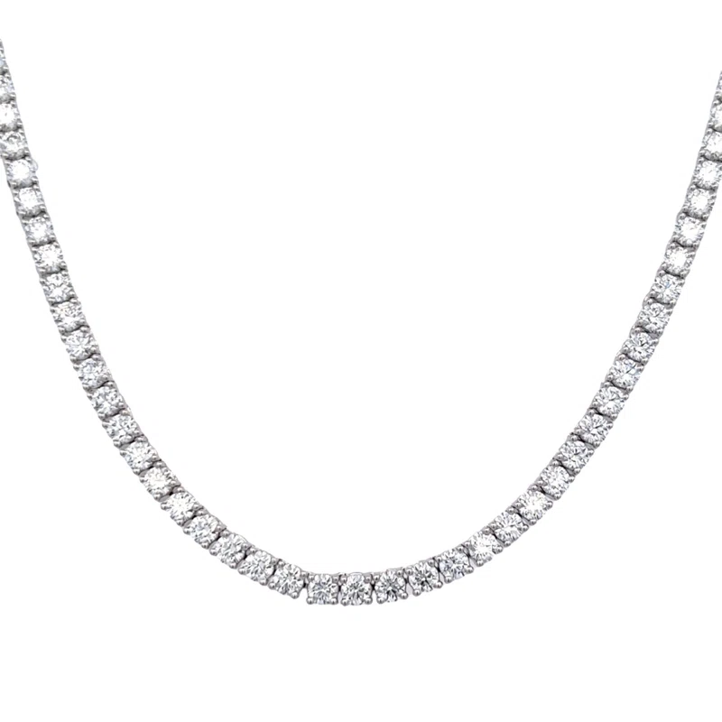 White Gold and 12.65ctw Round Brilliant Cut Diamond Tennis Necklace
