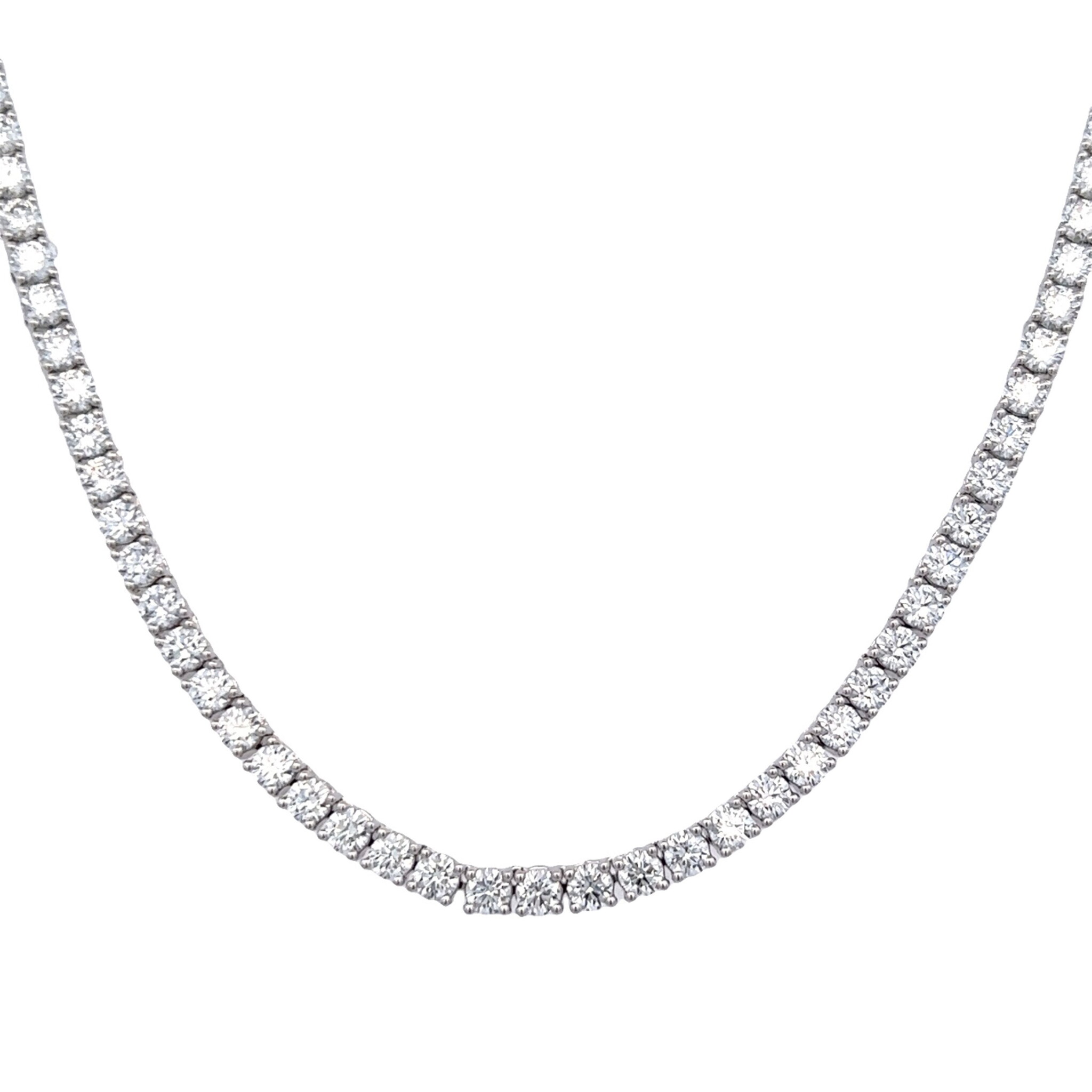 White Gold and 12.65ctw Round Brilliant Cut Diamond Tennis Necklace — view 1