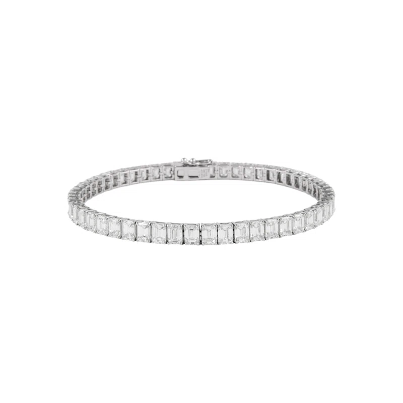 White Gold and 12.70ctw Emerald Cut Diamond Tennis Bracelet