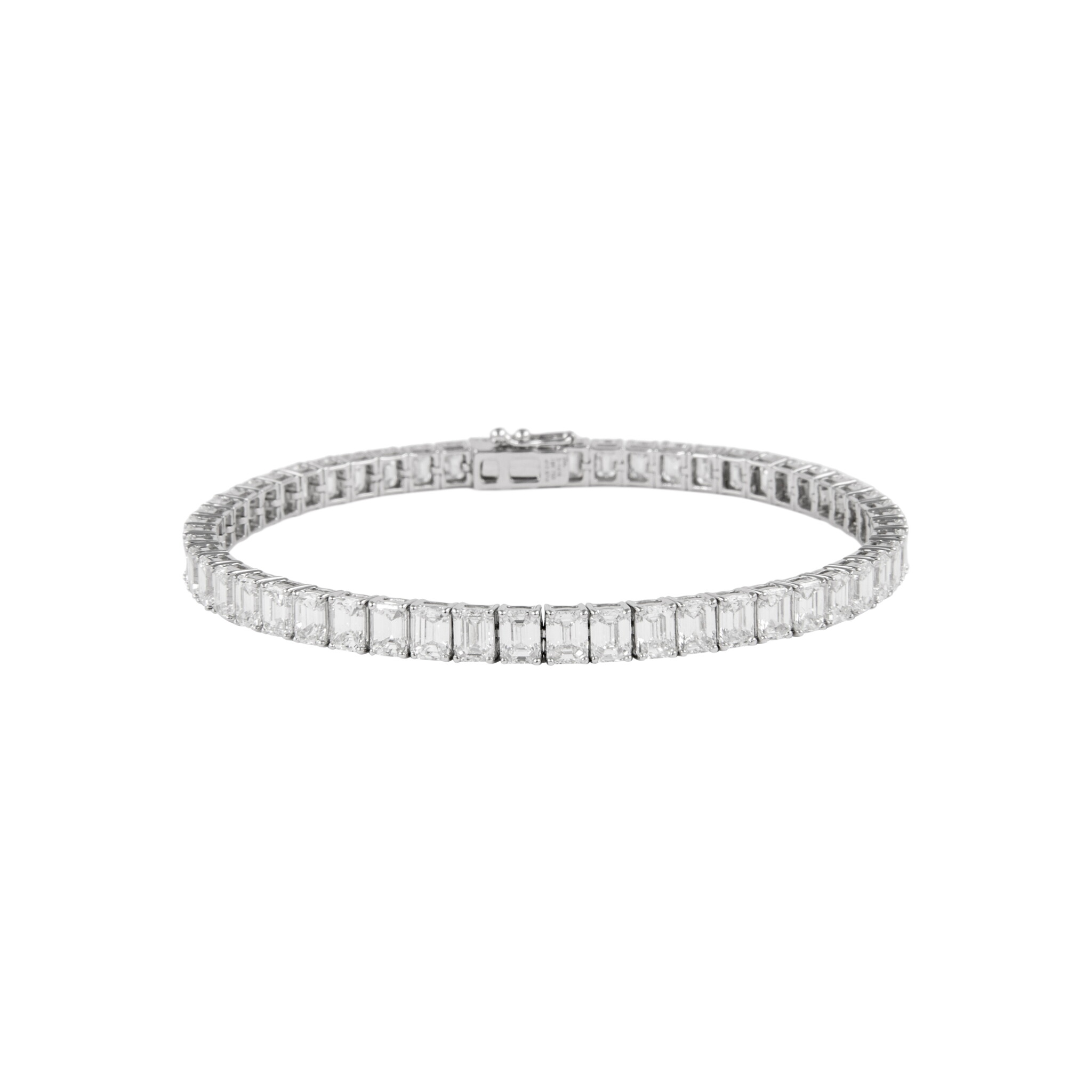White Gold and 12.70ctw Emerald Cut Diamond Tennis Bracelet — view 1