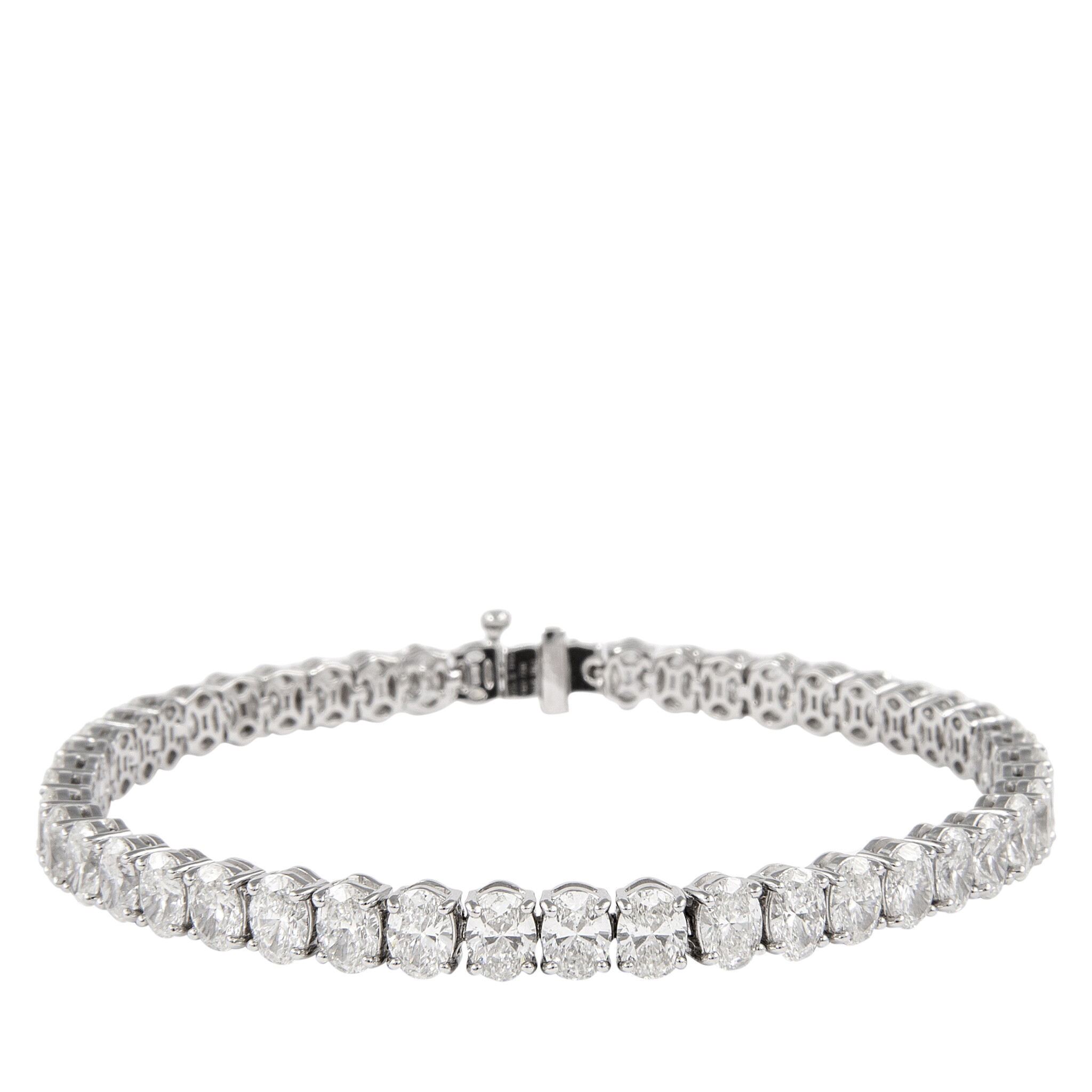 White Gold and 13.35ct Oval Cut Diamond Tennis Bracelet — view 1