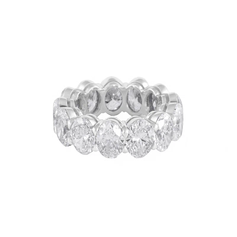 White Gold and 13.15ctw Oval Cut Diamond Eternity Band Ring