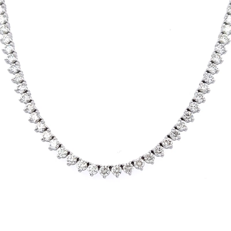 White Gold and 13.50ctw Round Brilliant Cut Diamond Tennis Necklace