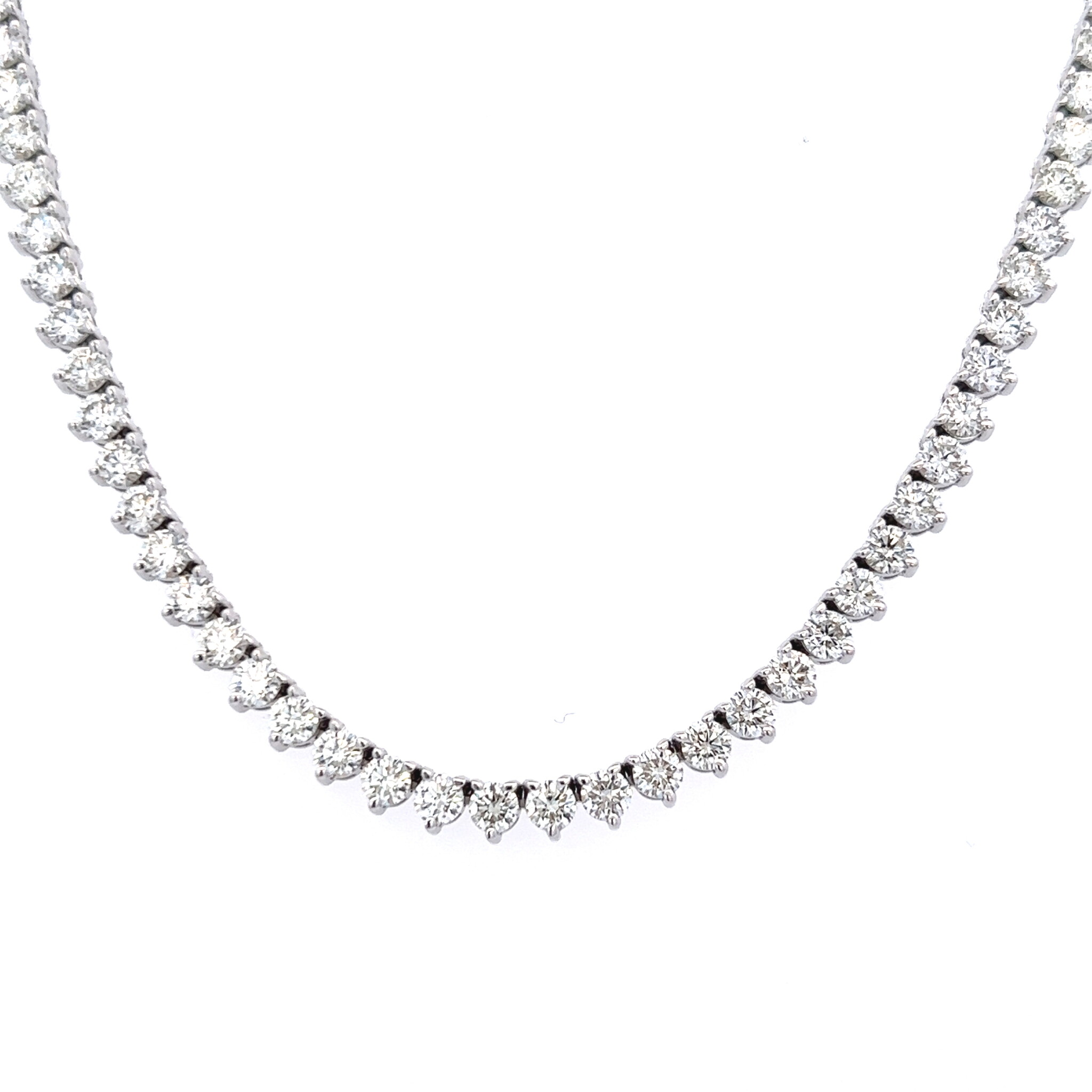 White Gold and 13.50ctw Round Brilliant Cut Diamond Tennis Necklace — view 1