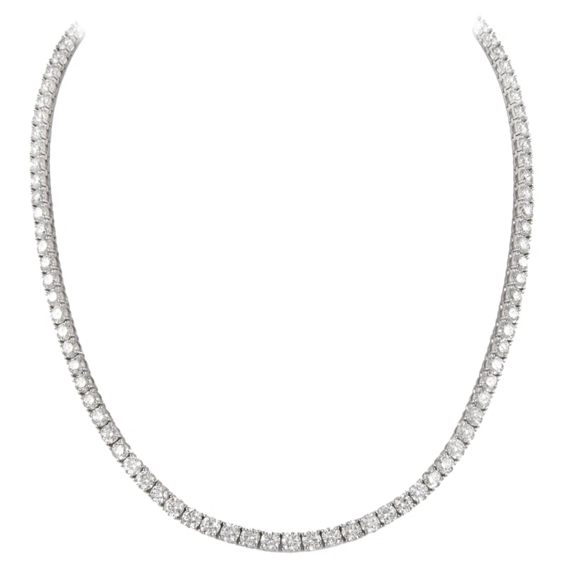 White Gold and 14.60ctw Round Brilliant Cut Tennis Necklace