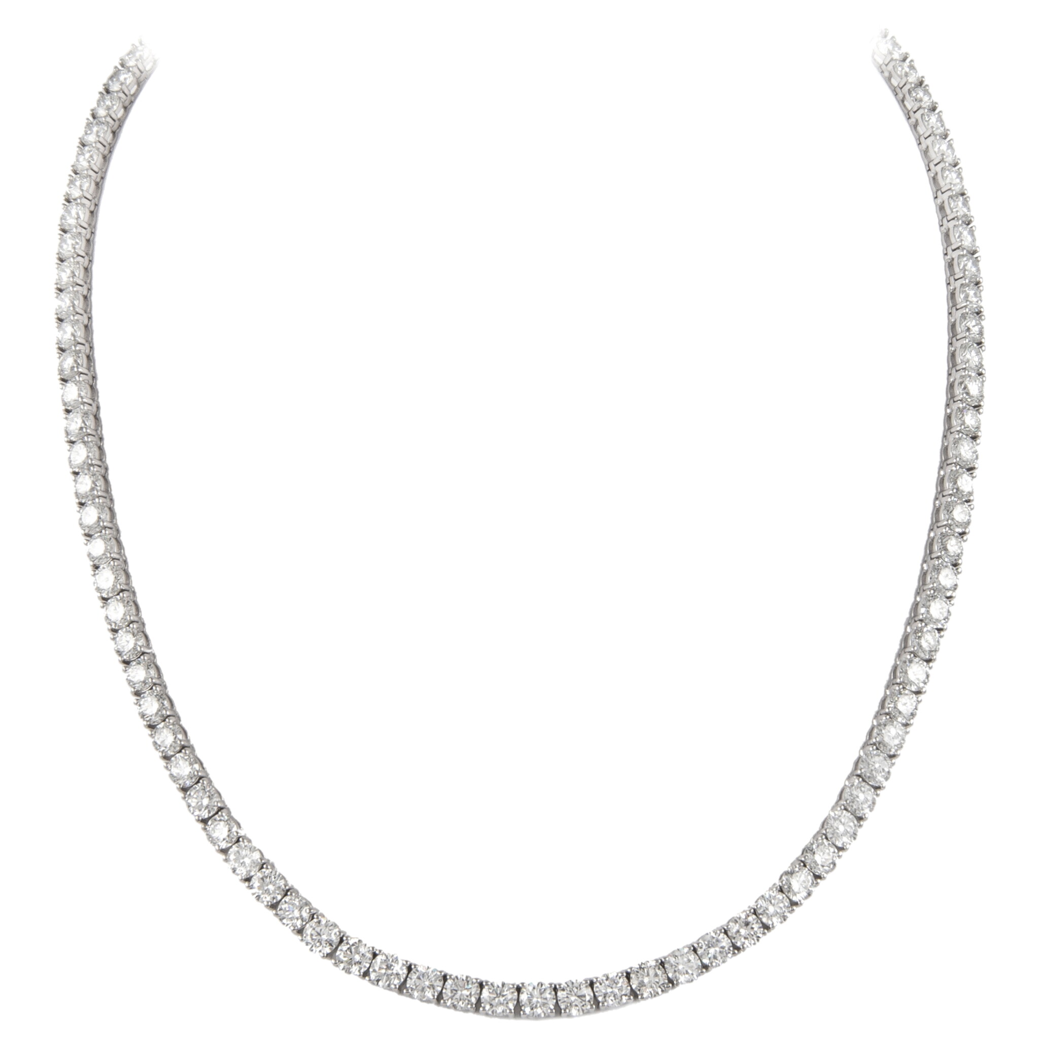 White Gold and 14.60ctw Round Brilliant Cut Tennis Necklace — view 1