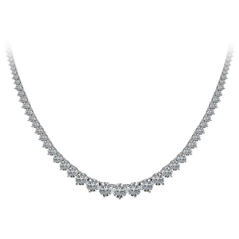 White Gold and 15.15ctw Round Brilliant Cut Diamond Rivière Necklace