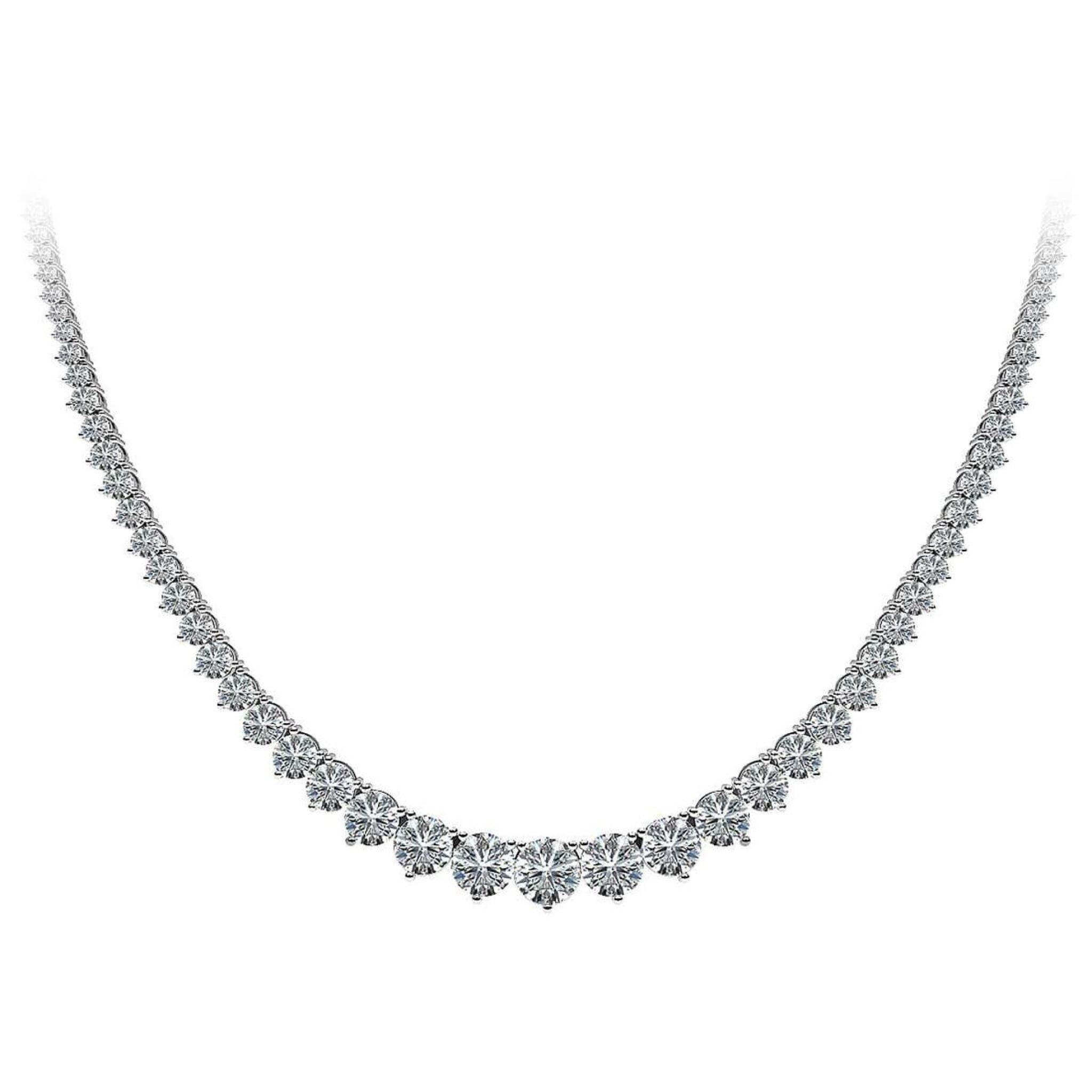 White Gold and 15.15ctw Round Brilliant Cut Diamond Rivière Necklace — view 1