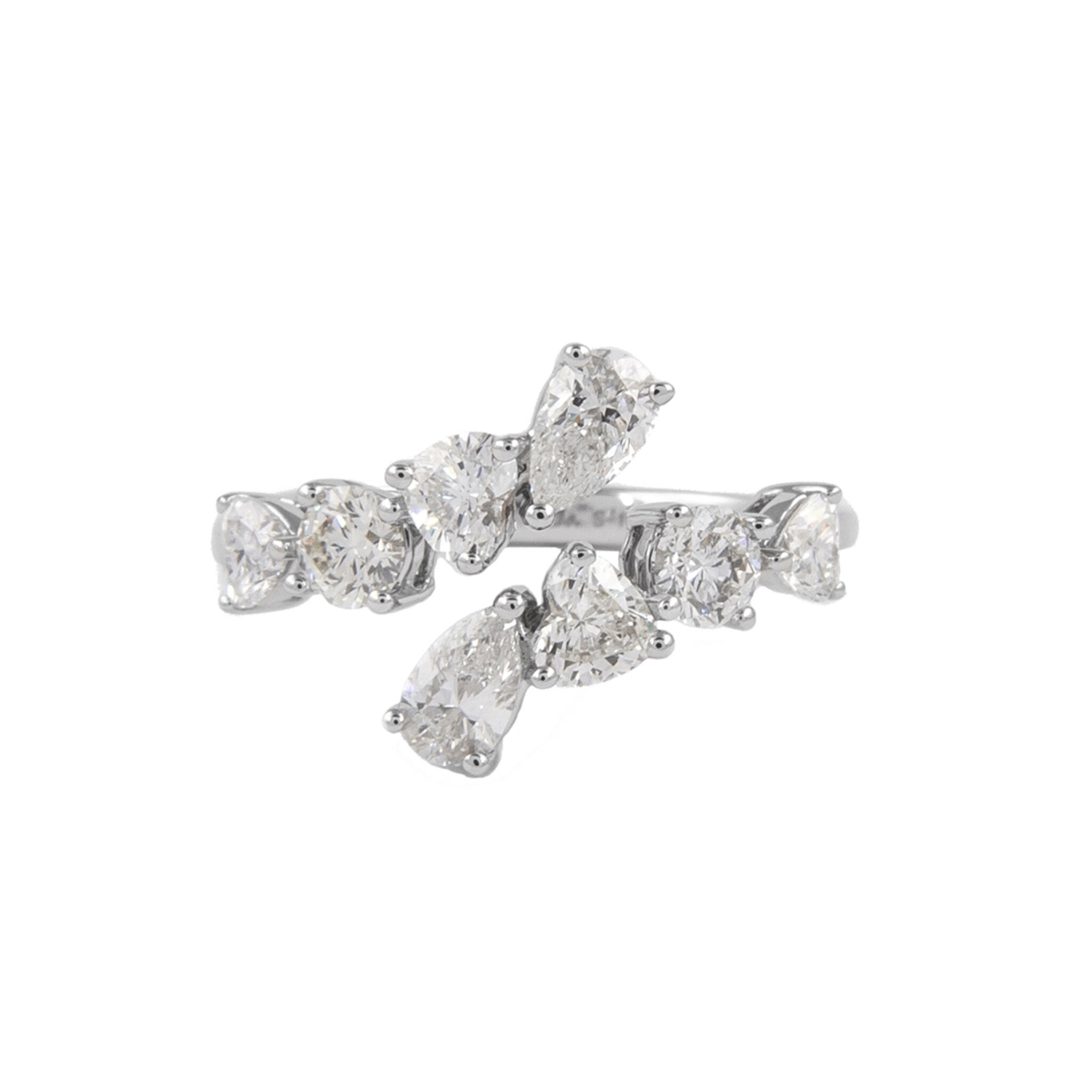 White Gold and 1.50ctw Fancy Cut Diamond Bypass Ring — view 1