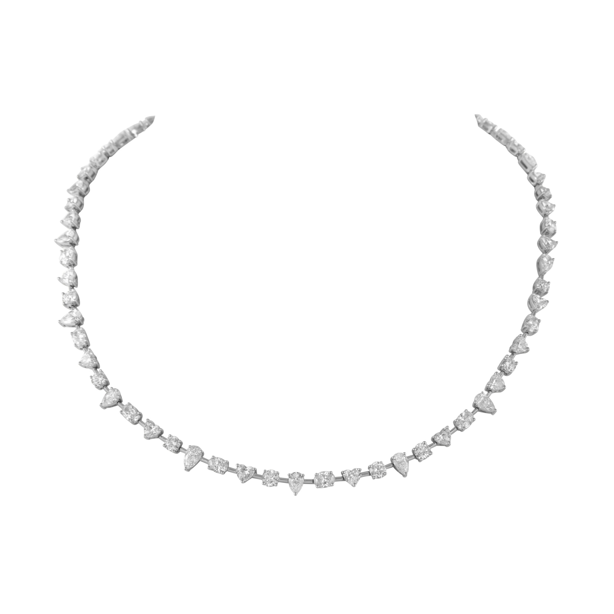 White Gold and 15.25ctw Fancy Cut Diamond Necklace — view 1