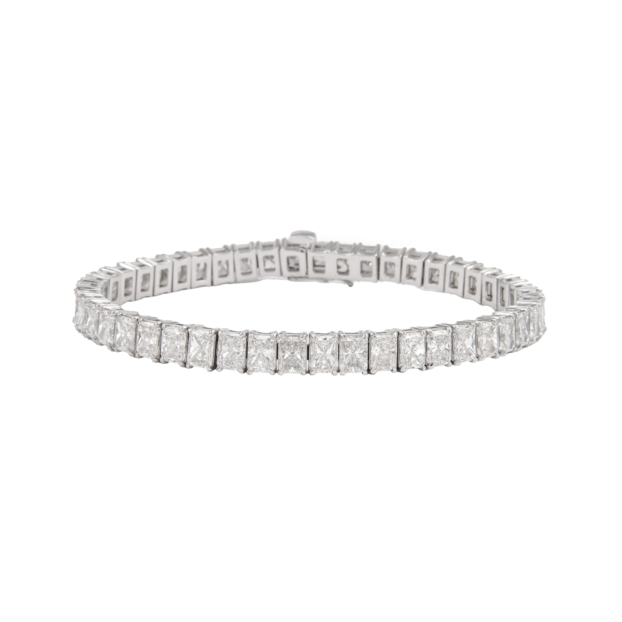 White Gold and 19.27ctw Radiant Cut Diamond Tennis Bracelet — view 1
