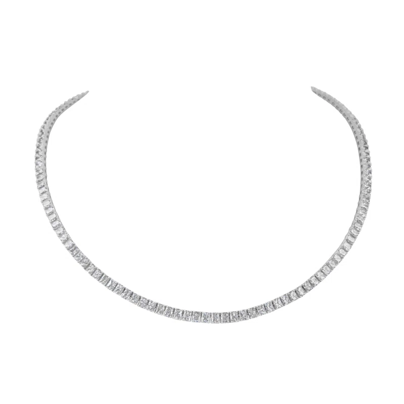 White Gold and 19.75ctw Radiant Cut Diamond Tennis Necklace