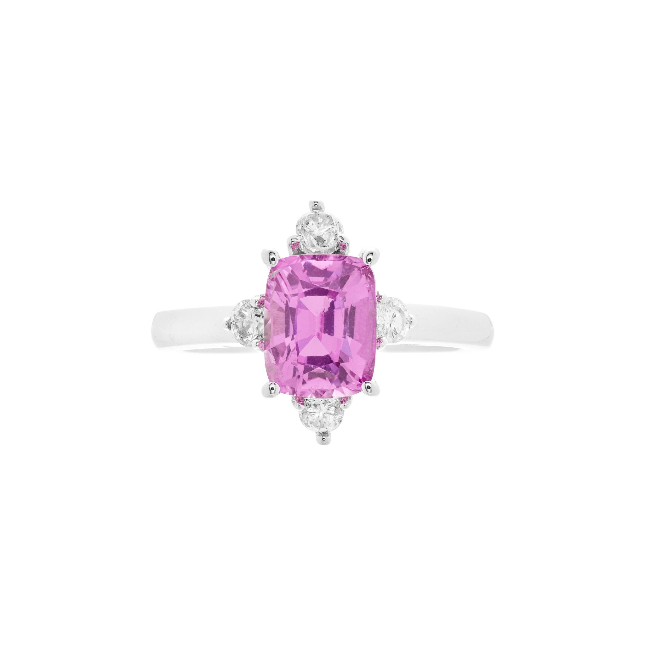 White Gold and 2.06ct Madagascar Pink Sapphire and Diamond Ring — view 1