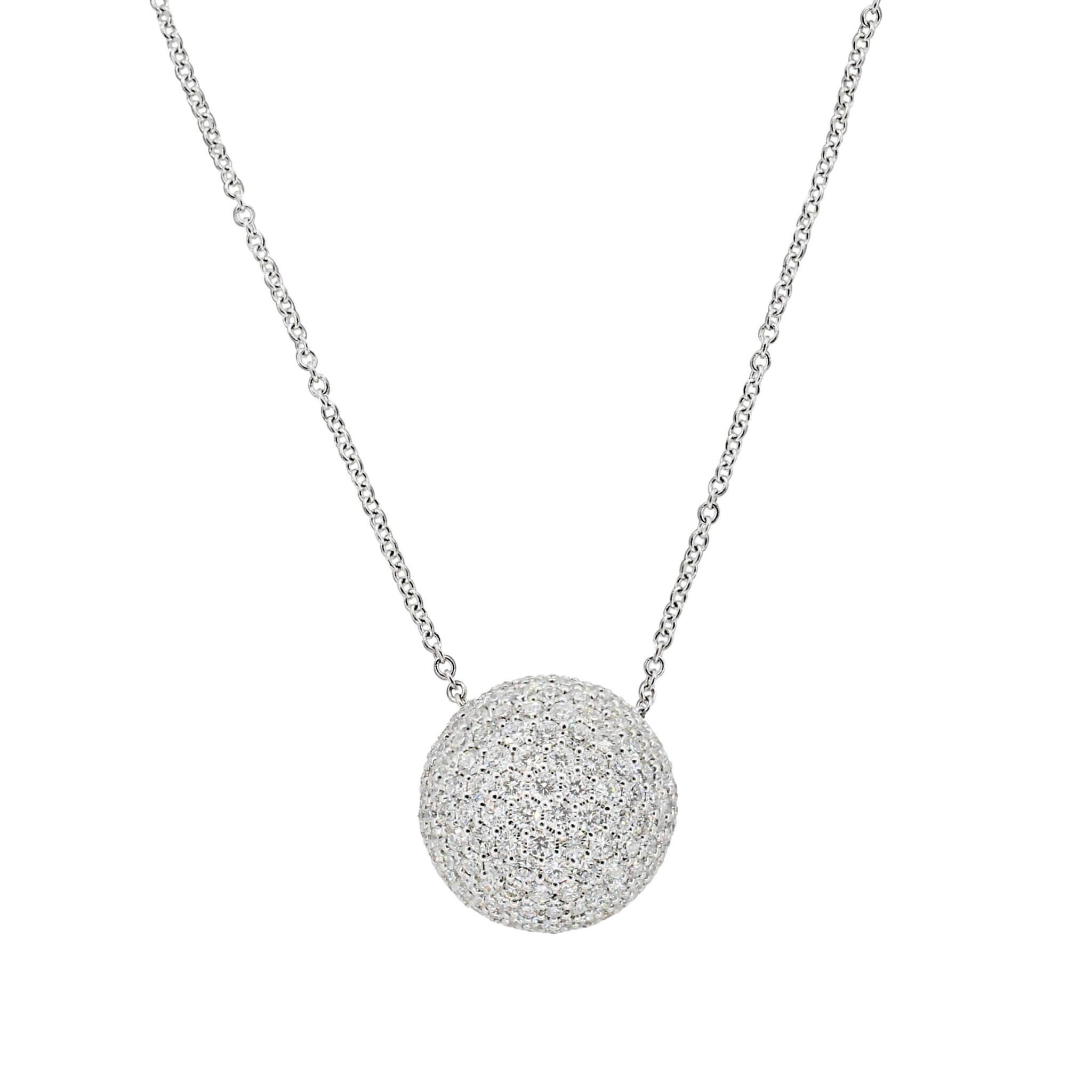 White Gold and 2.95ctw Diamond Dome Pendant Necklace — view 1