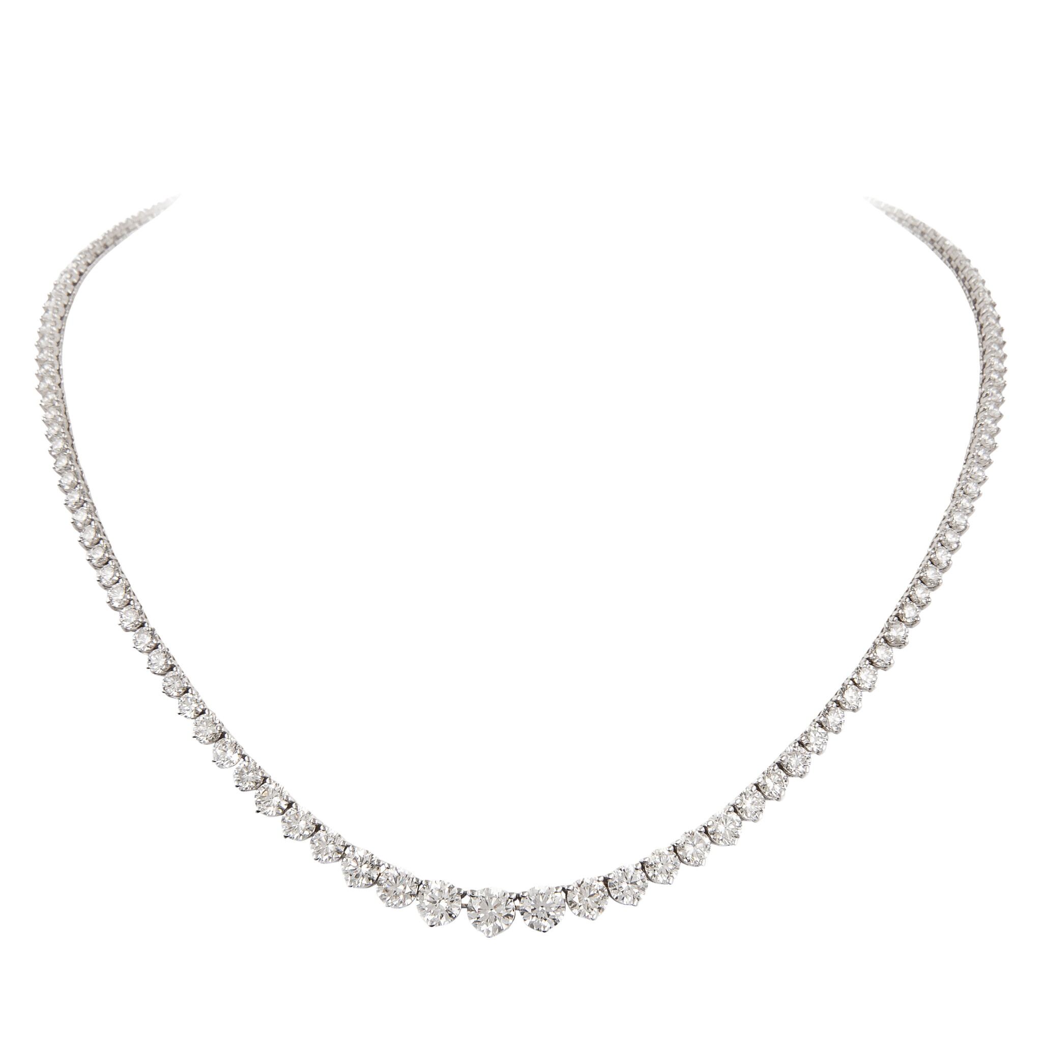 White Gold and 20.60ct Diamond Rivière Tennis Necklace — view 1