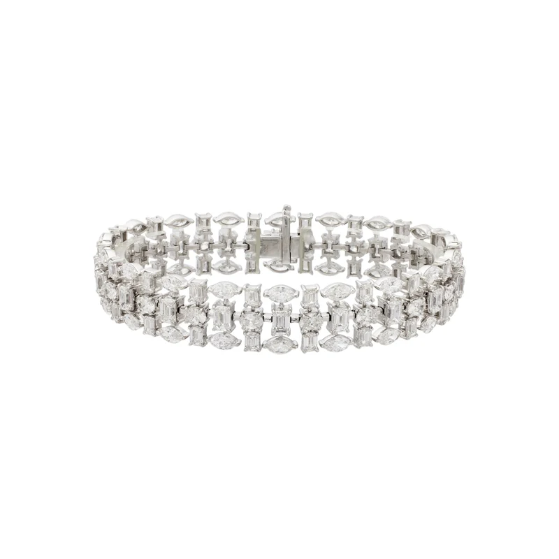 White Gold and 20.60ctw Fancy Cut Diamond Bracelet