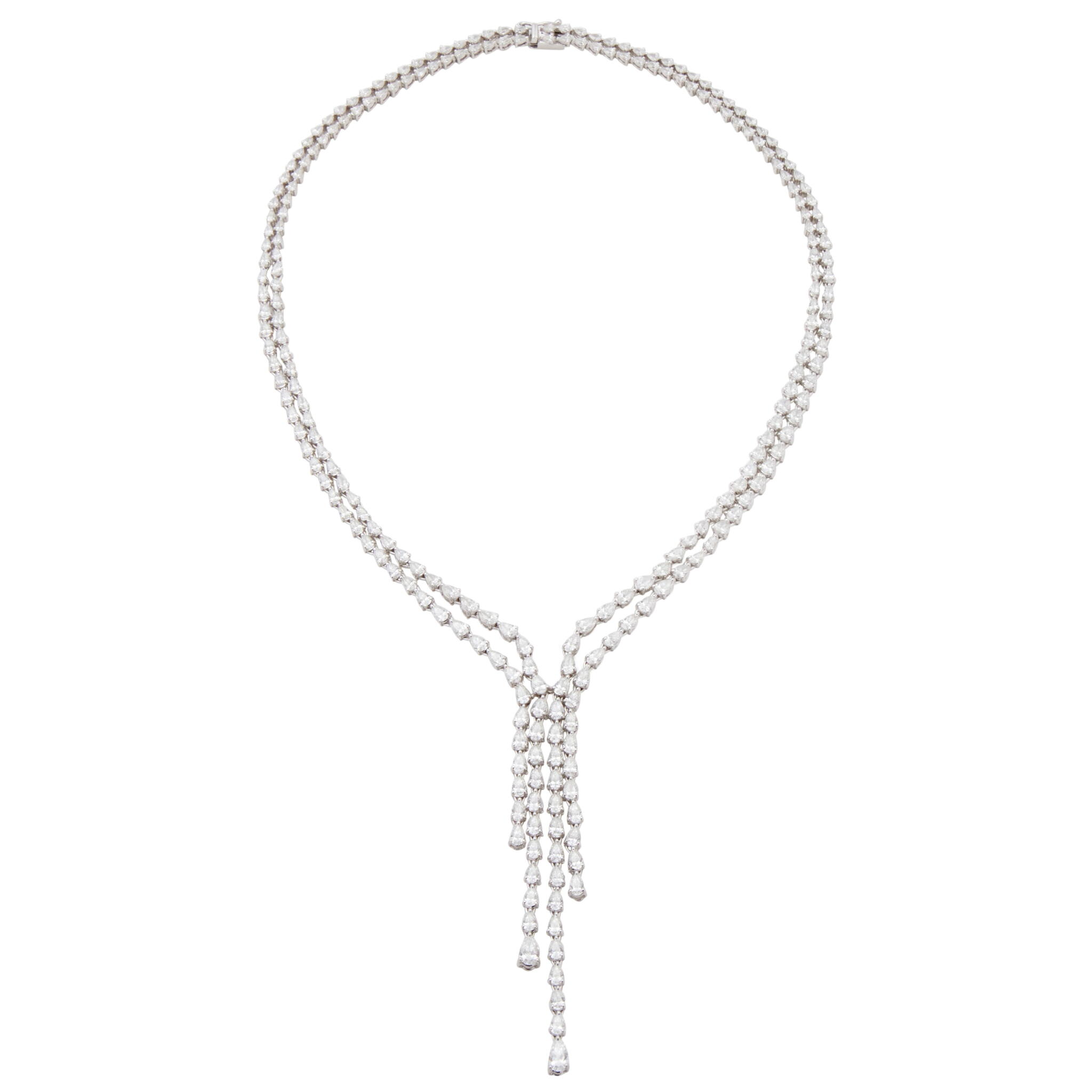 White Gold and 20.60ctw Pear Shape Diamond Lariat Necklace — view 1