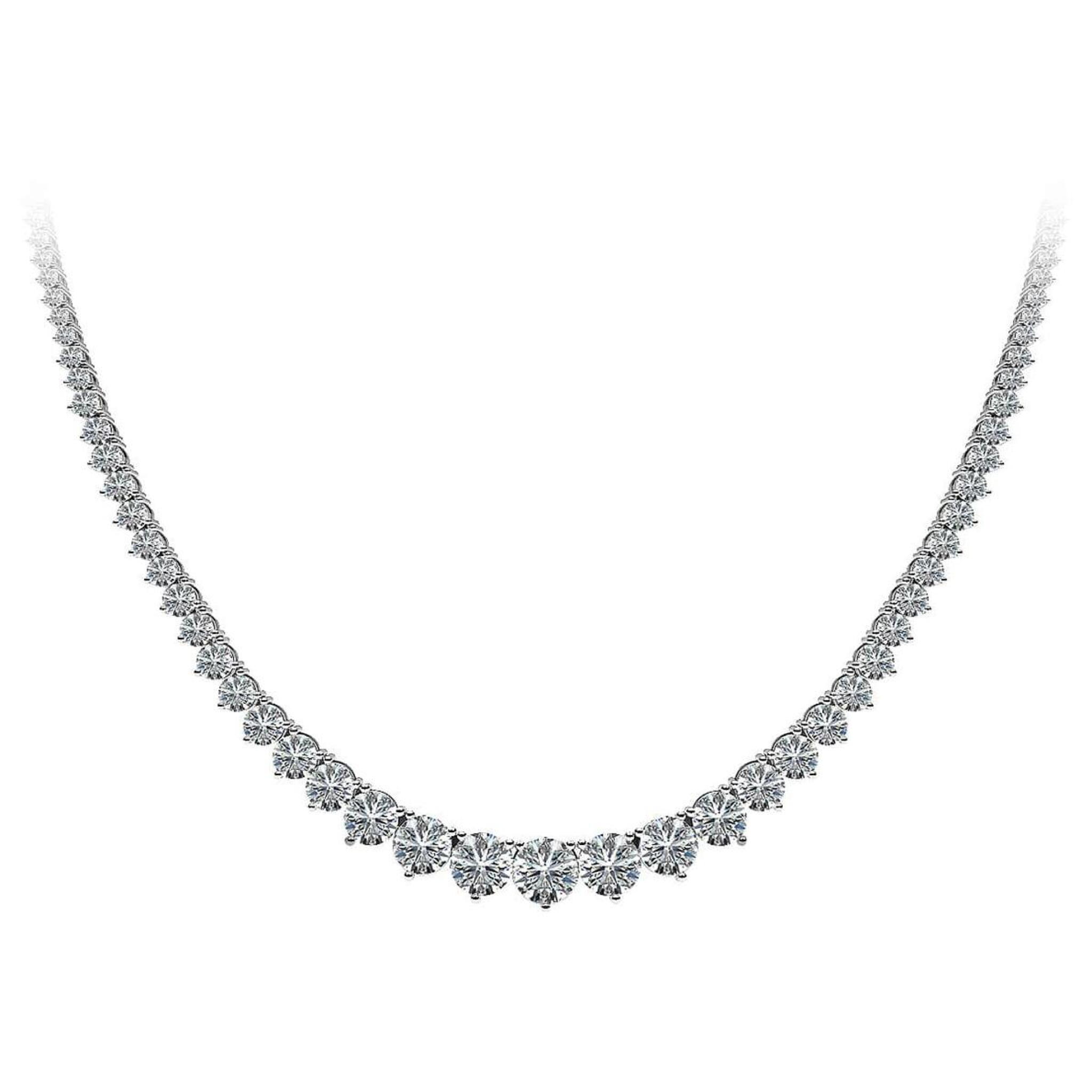 White Gold and 20.65ctw Round Brilliant Cut Diamond Rivière Tennis Necklace — view 1