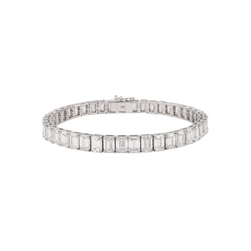 White Gold and 20.69ctw Emerald Cut Diamond Tennis Bracelet