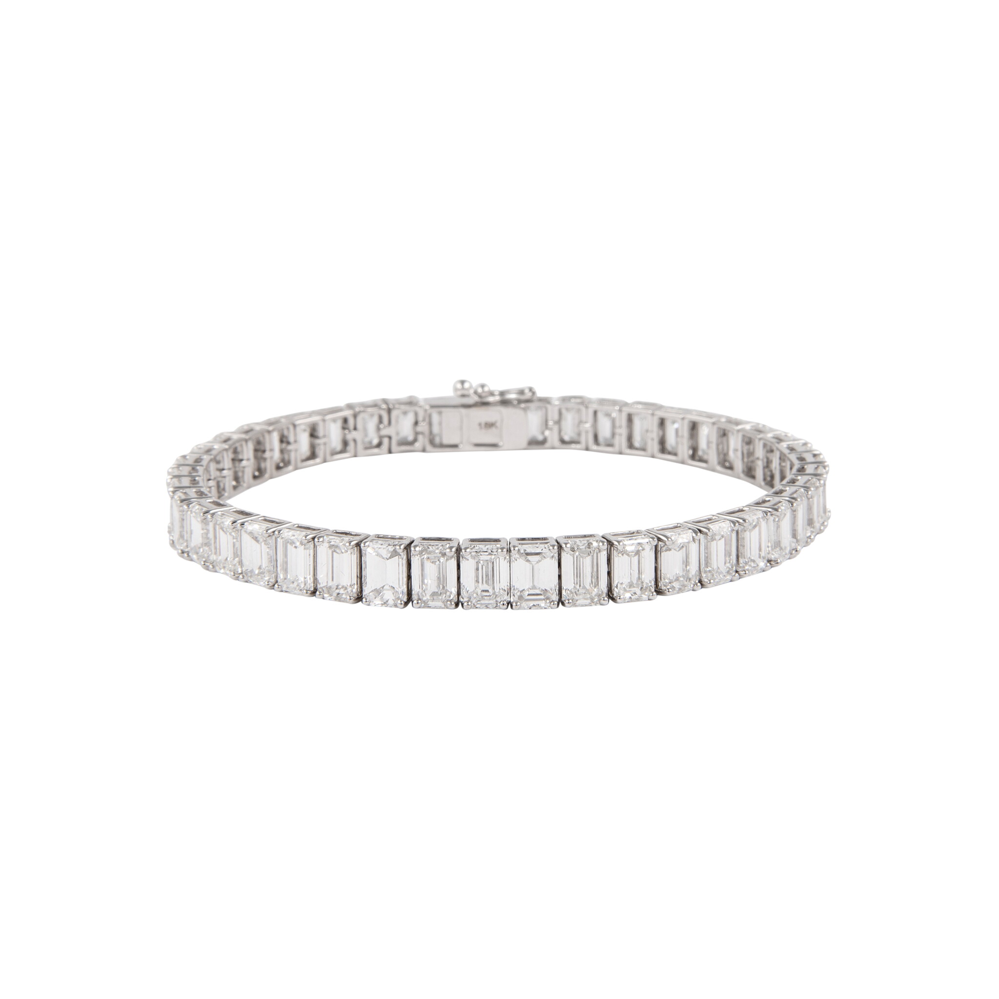 White Gold and 20.69ctw Emerald Cut Diamond Tennis Bracelet — view 1