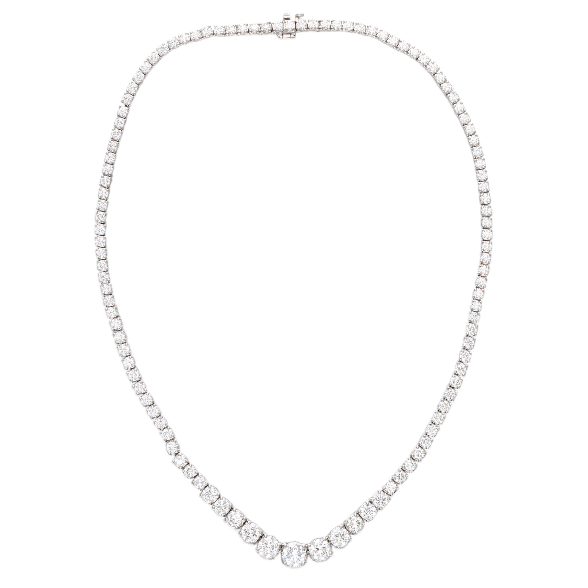 White Gold and 20.00cts Diamond Rivière Tennis Necklace — view 1