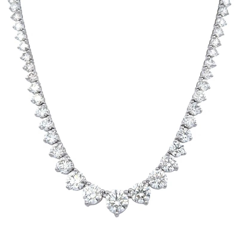 White Gold and 22.25ctw Round Brilliant Cut Diamond Rivière Tennis Necklace