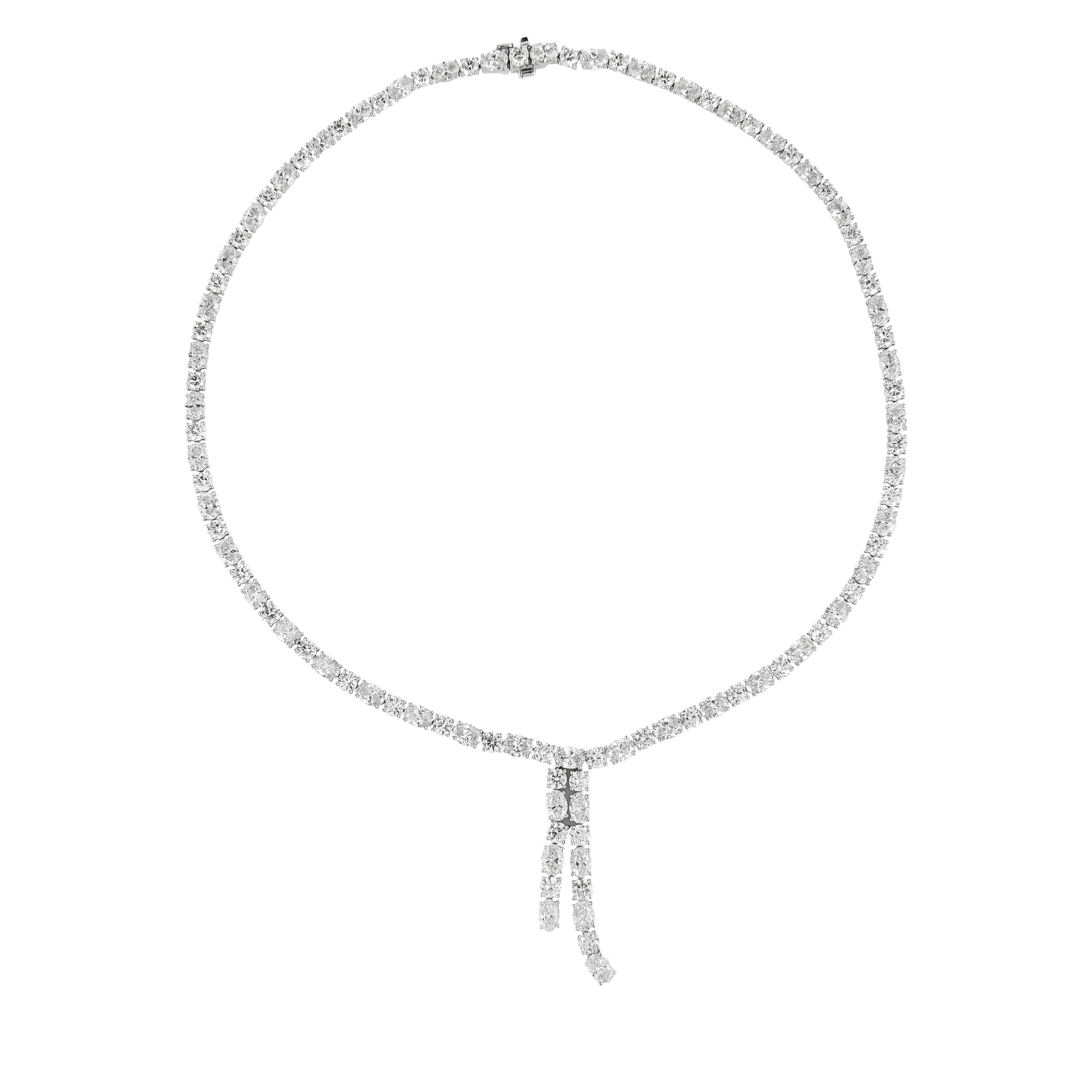White Gold and 23.20ct Diamond Lariat Necklace — view 1
