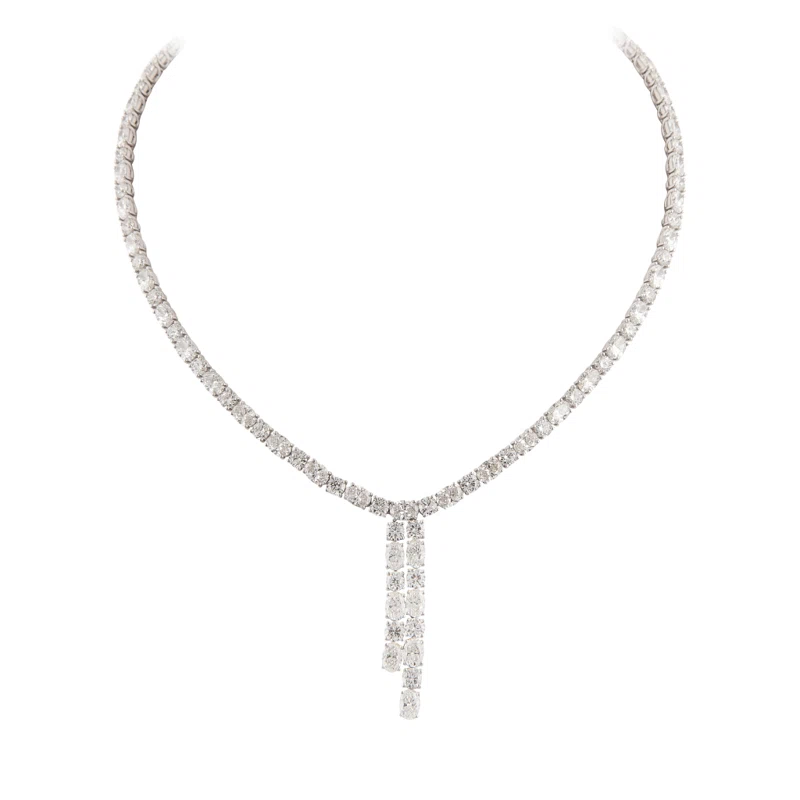 White Gold and 25.05ct Diamond Lariat Necklace