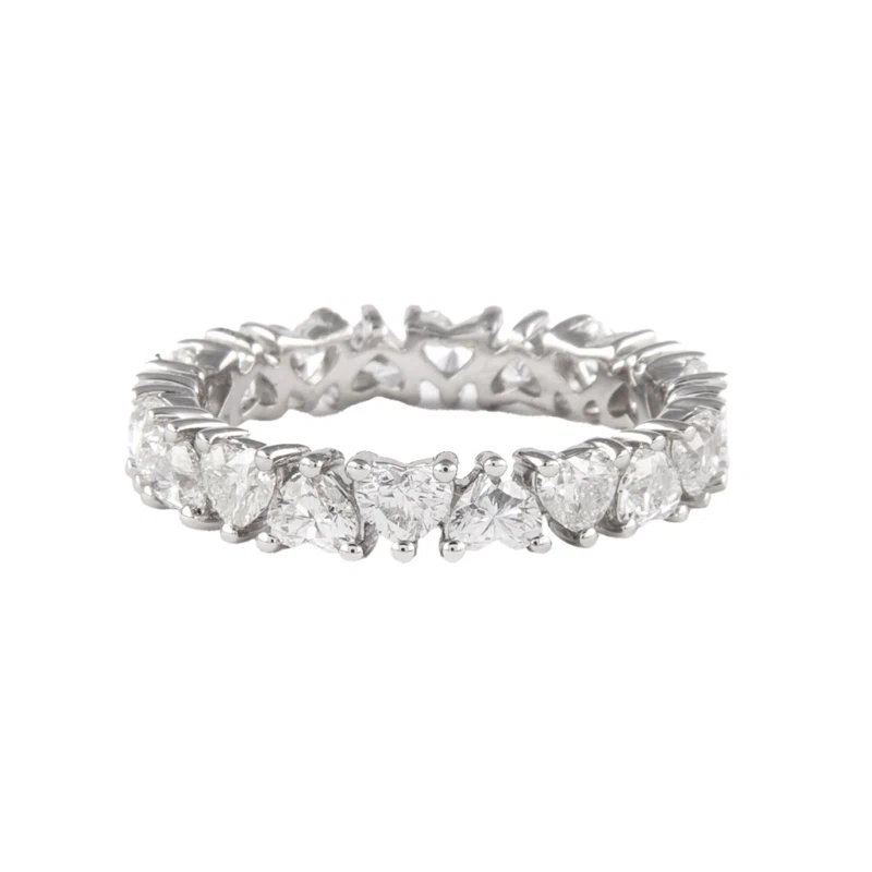 White Gold and 2.80ctw Heart Shape Diamond Eternity Band Ring