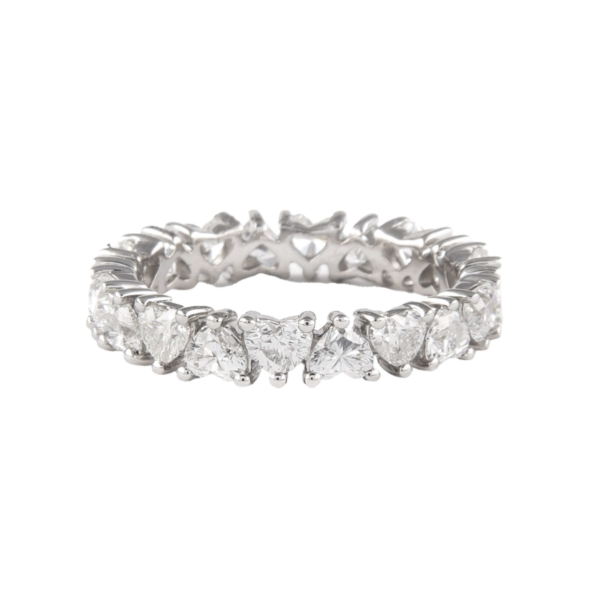 White Gold and 2.80ctw Heart Shape Diamond Eternity Band Ring — view 1