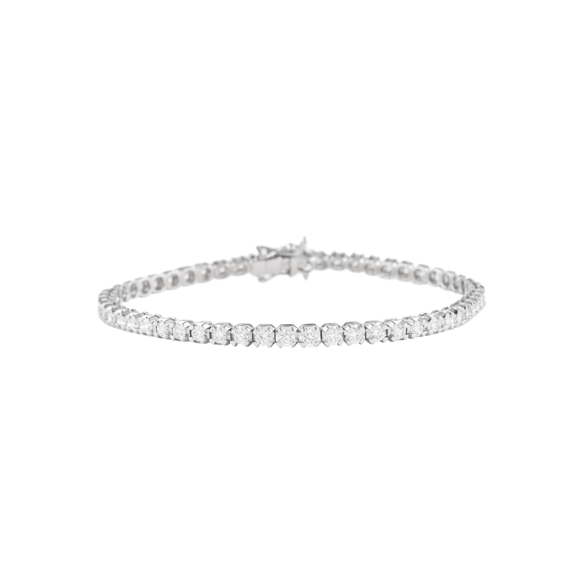 White Gold and 2.95ctw Round Brilliant Cut Diamond Tennis Bracelet — view 1