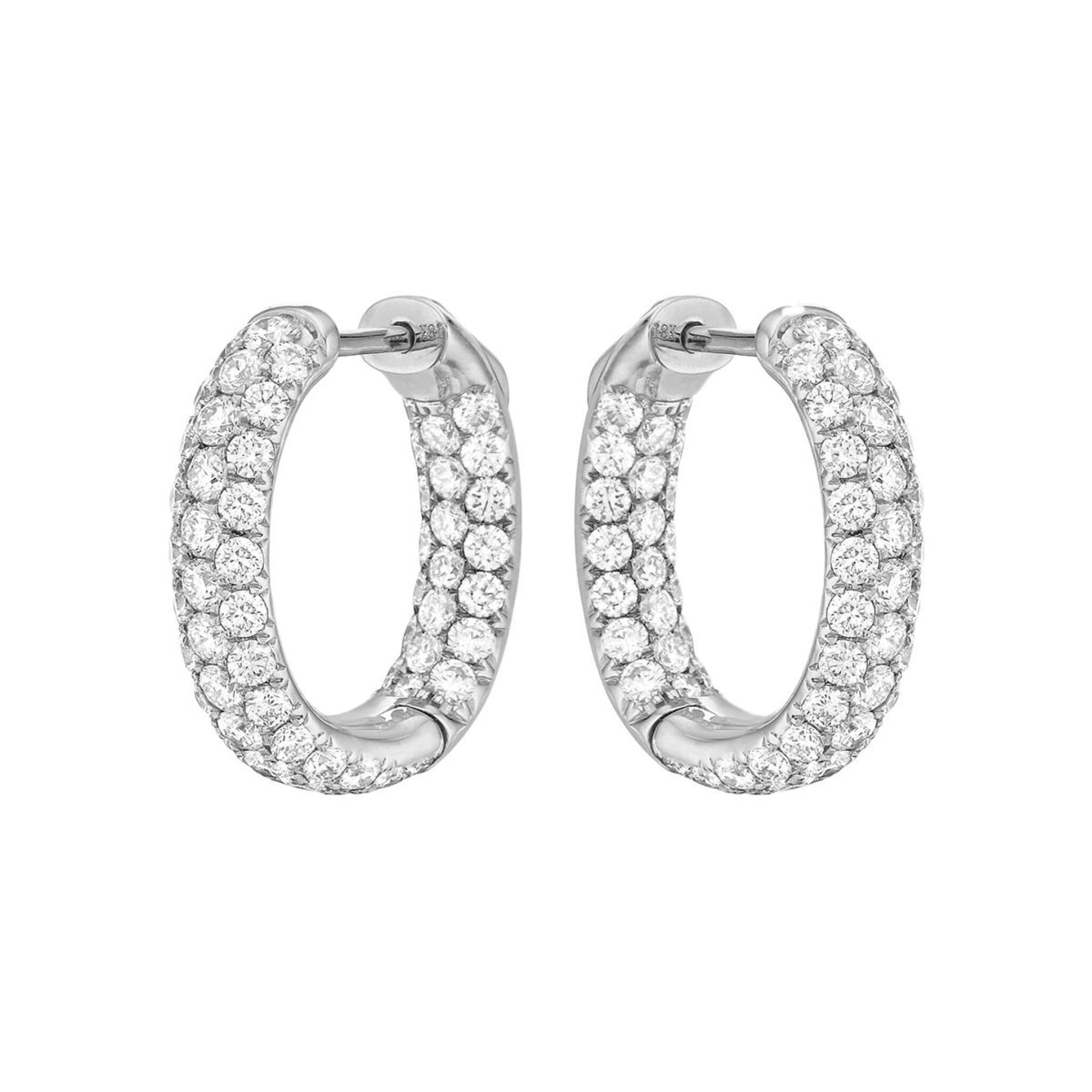White Gold and 3.05ctw Diamond Hoop Earrings — view 1