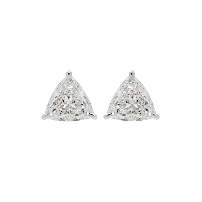 White Gold and 3.43ctw Trillion Cut Diamond Stud Earrings