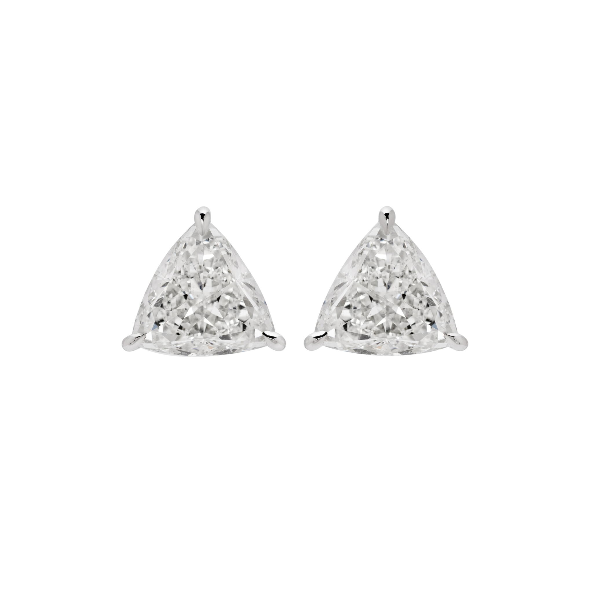 White Gold and 3.43ctw Trillion Cut Diamond Stud Earrings — view 1