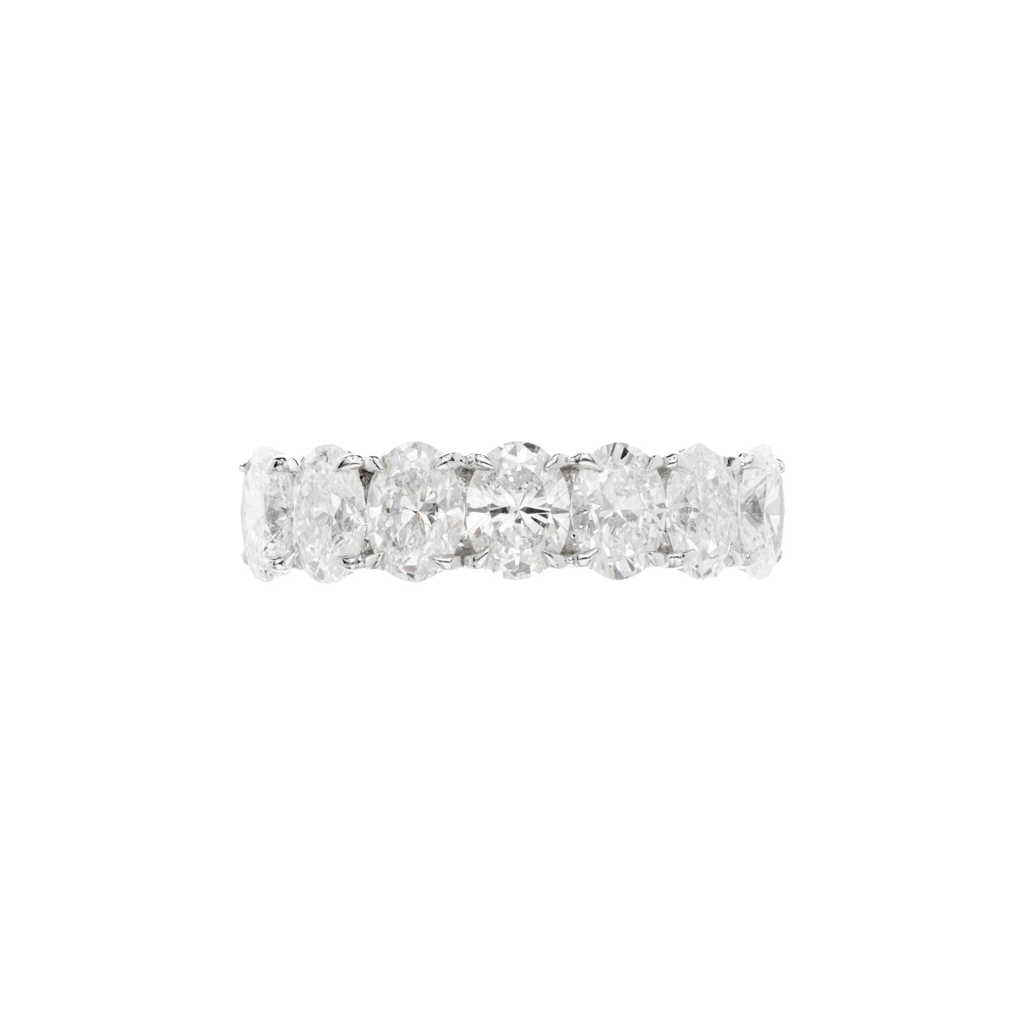 White Gold and 3.75ctw Oval Cut Diamond Band Ring — view 1