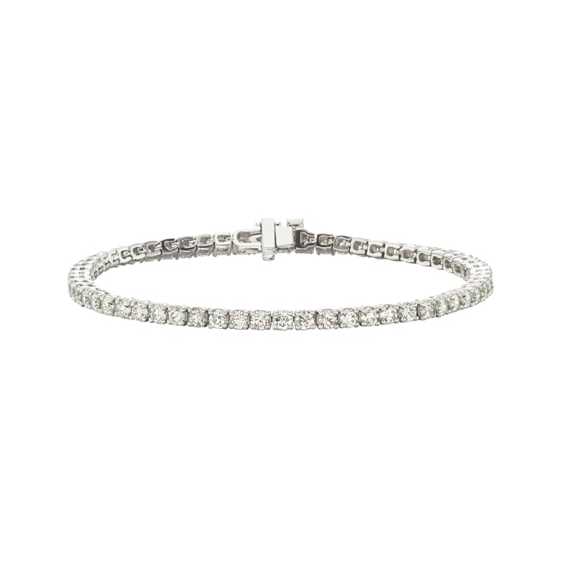 White Gold and 3.00-3.99ctw Round Brilliant Cut Diamond Tennis Bracelet