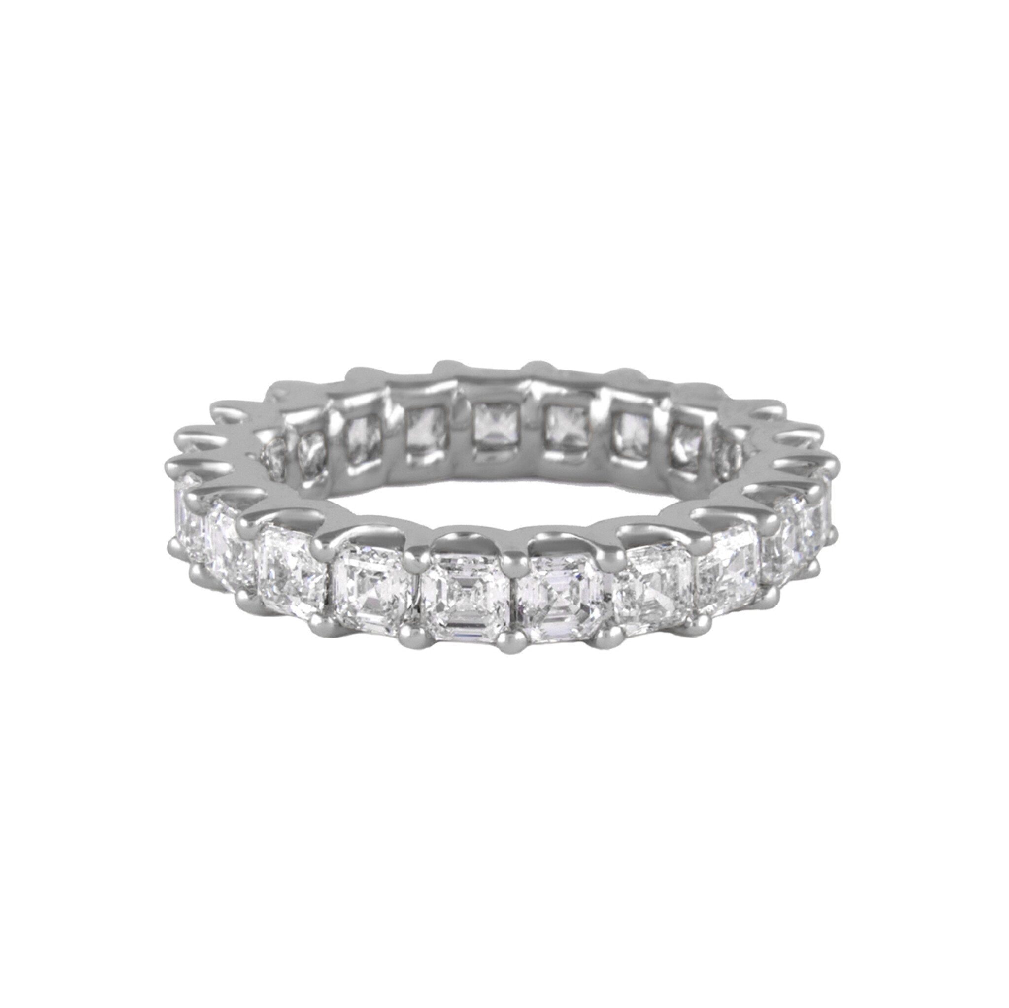 White Gold and 3.05ctw Asscher Cut Diamond Eternity Band Ring — view 1