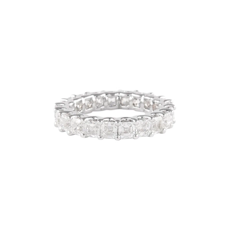 White Gold and 3.25ctw Asscher Cut Diamond Eternity Band Ring