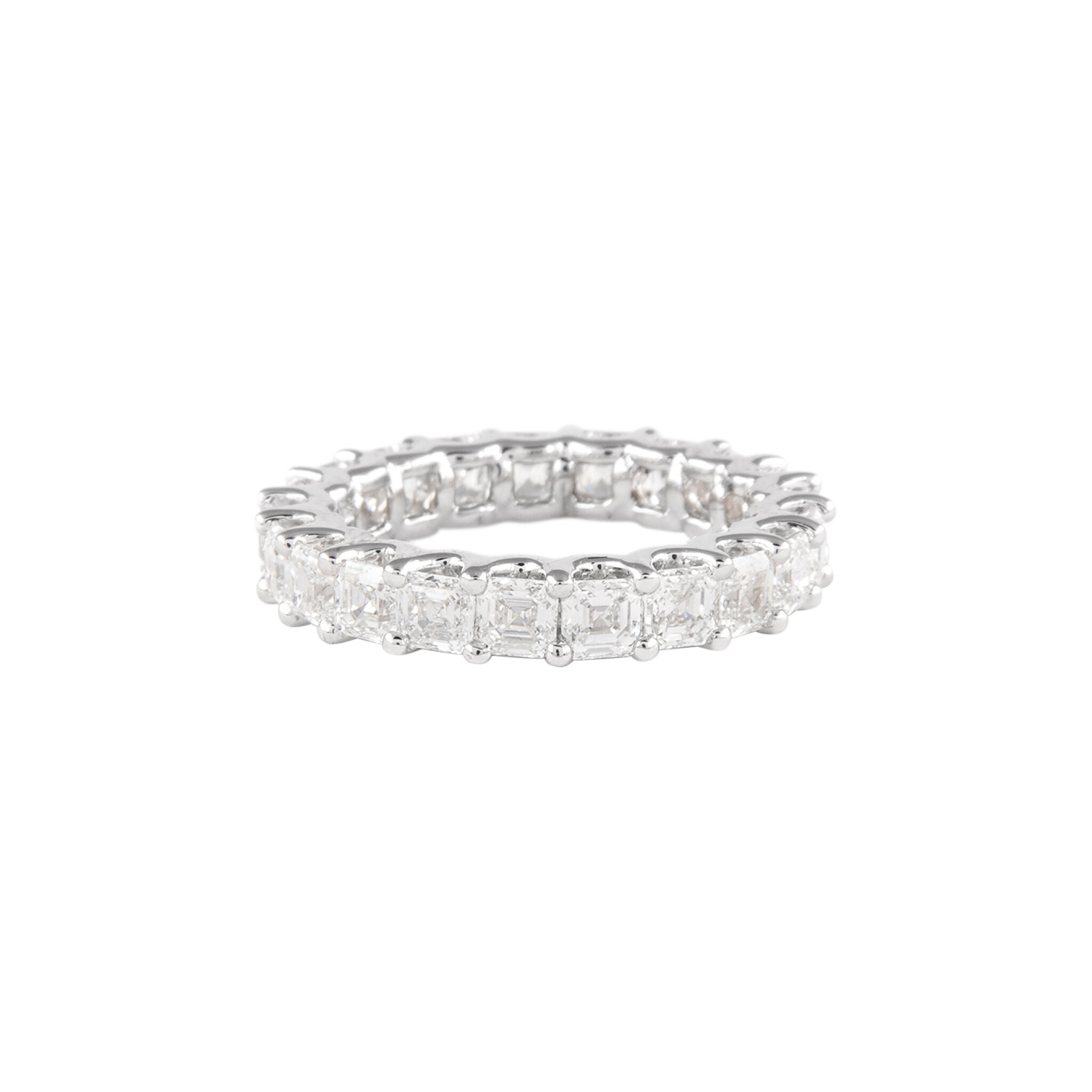White Gold and 3.25ctw Asscher Cut Diamond Eternity Band Ring — view 1