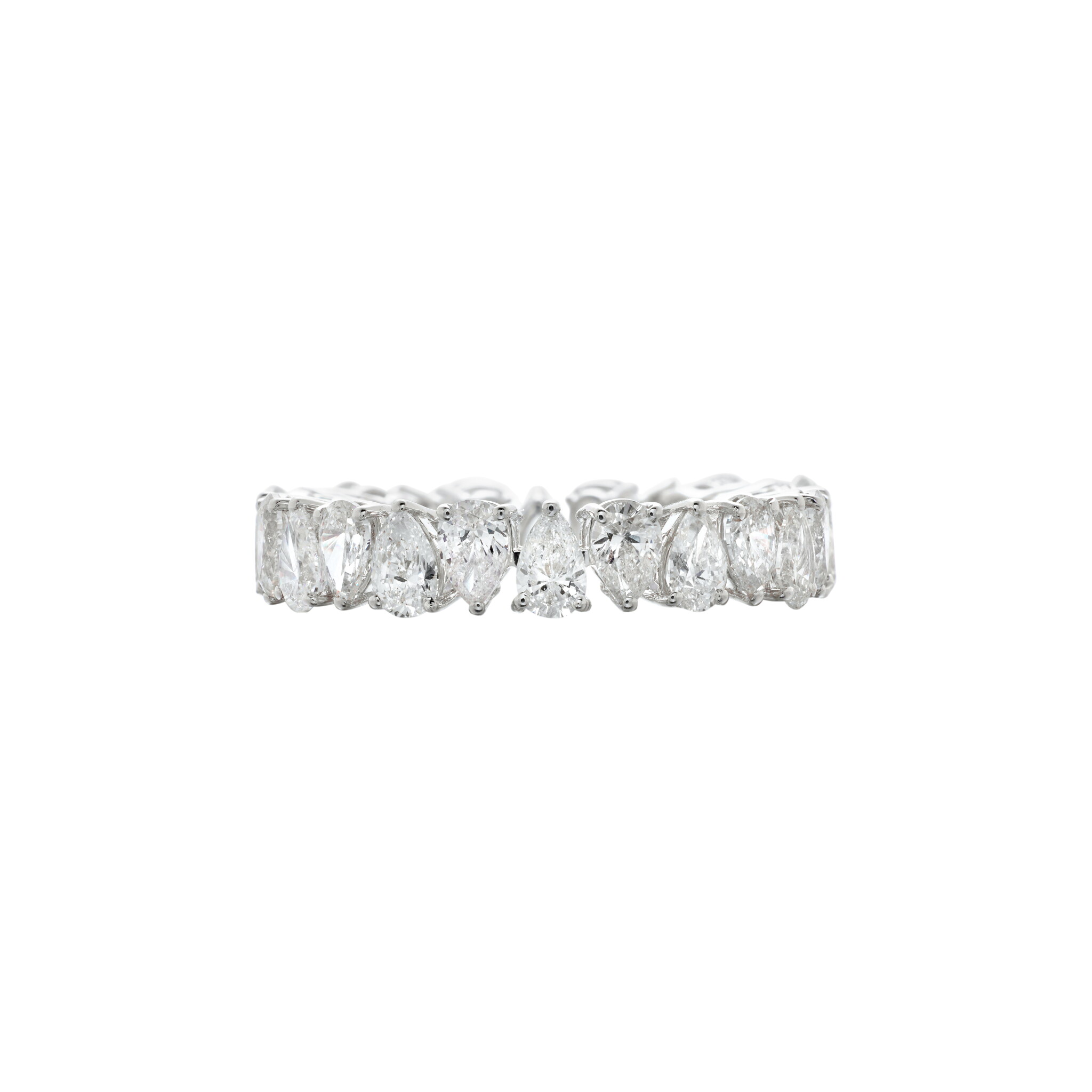 White Gold and 3.35ctw Pear Shape Diamond Eternity Band Ring — view 1