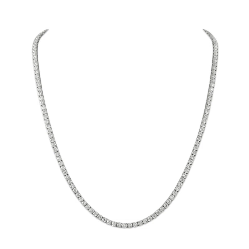 White Gold and 35.55ctw Round Brilliant Cut Diamond Tennis Necklace
