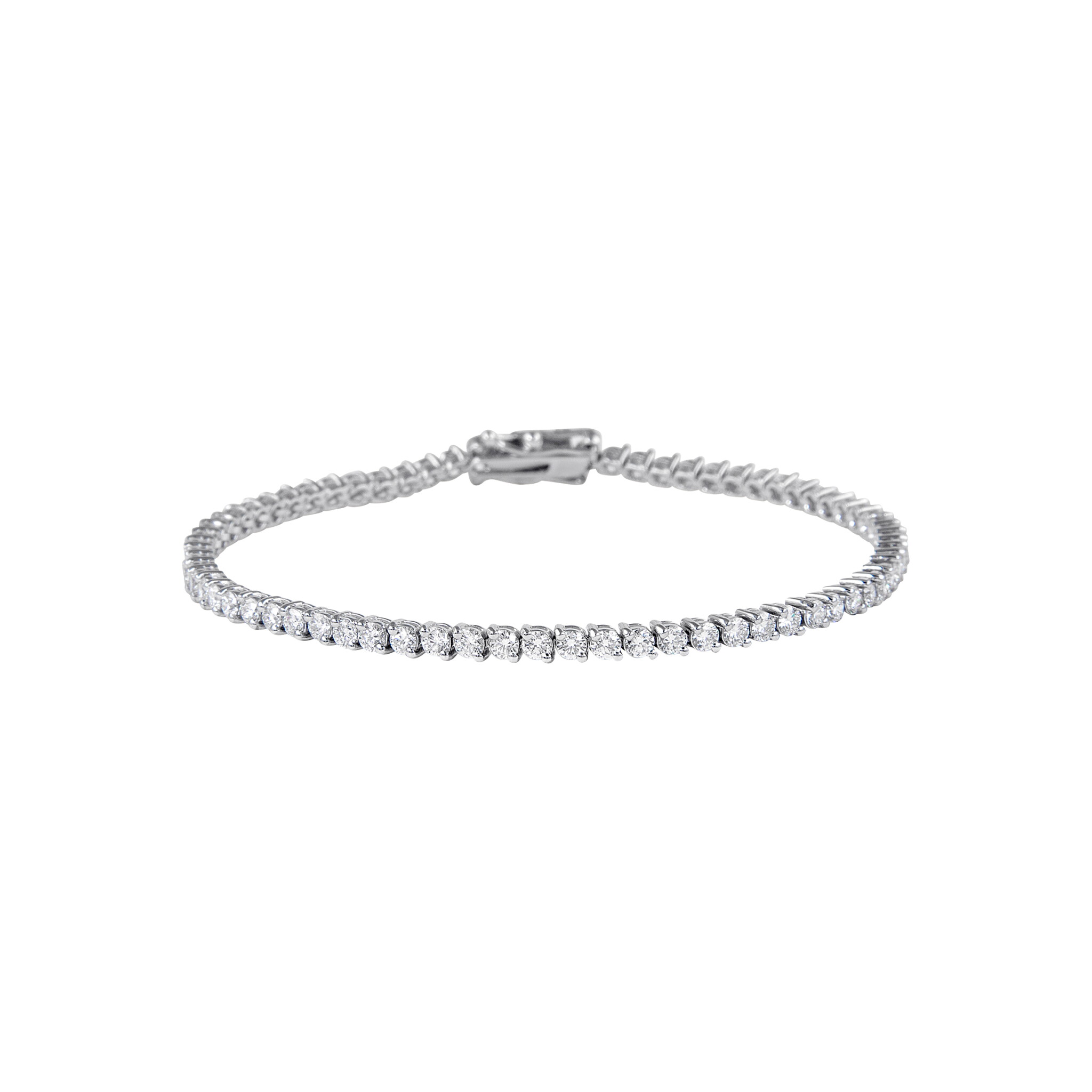 White Gold and 3.60ctw Round Brilliant Cut Diamond Tennis Bracelet — view 1