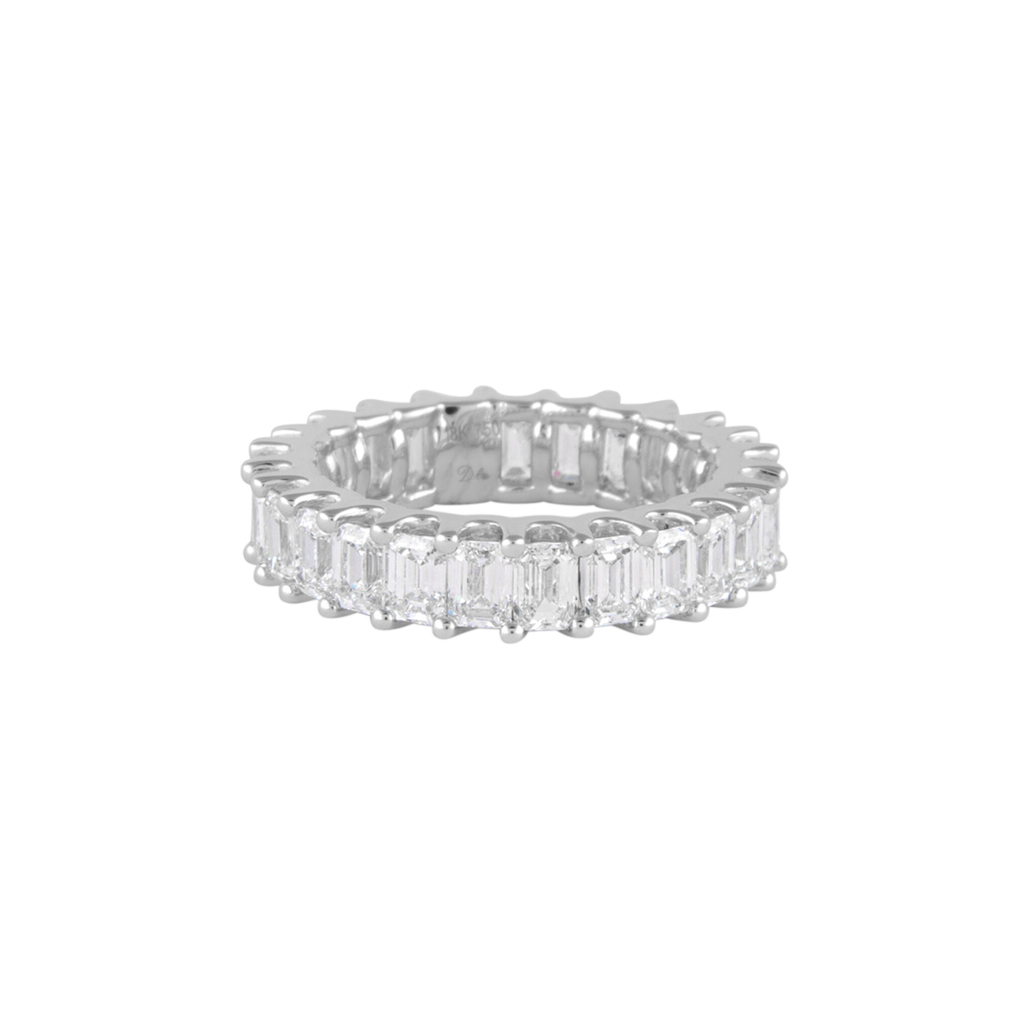 White Gold and 3.75ctw Emerald Cut Diamond Eternity Band Ring — view 1