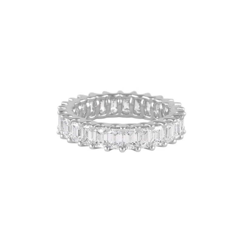White Gold and 3.80ctw Emerald Cut Eternity Band Ring